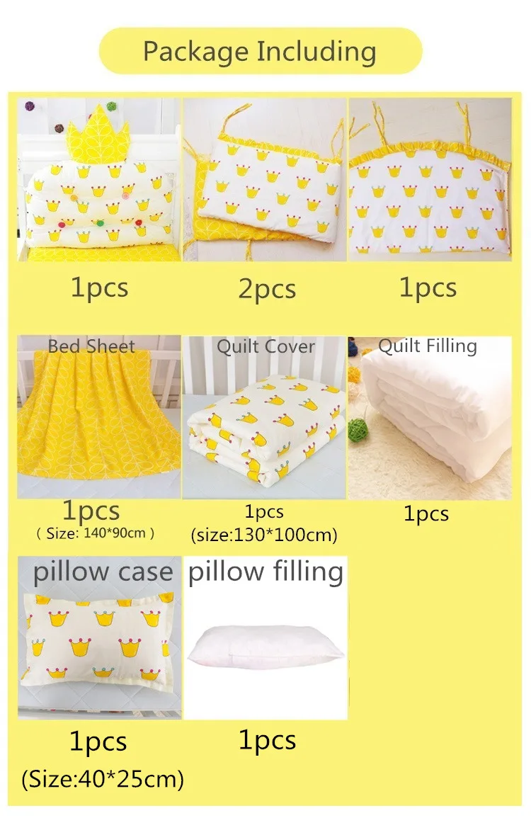9 pcs/set Crib Bedding Set For Infant Cotton Baby Soft Bed Kit Cot Bumpers Toddler Breathable Newborn Sheet |