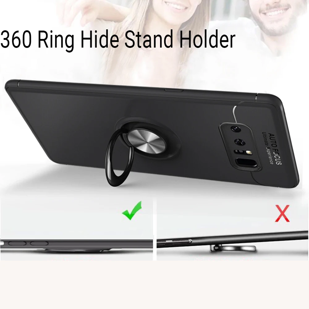 Роскошный ультра тонкий силиконовый чехол для Samsung Galaxy S9 S8 Plus с кольцом вращением