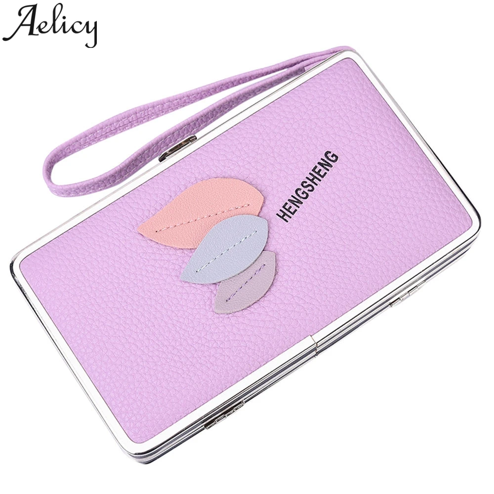 Aelicy, Модный женский длинный кожаный кошелек с листом, женская кожаная сумка для денег, держатель для кредитных карт, сумка для монет, кошелек, держатель, сумочка - Цвет: PP