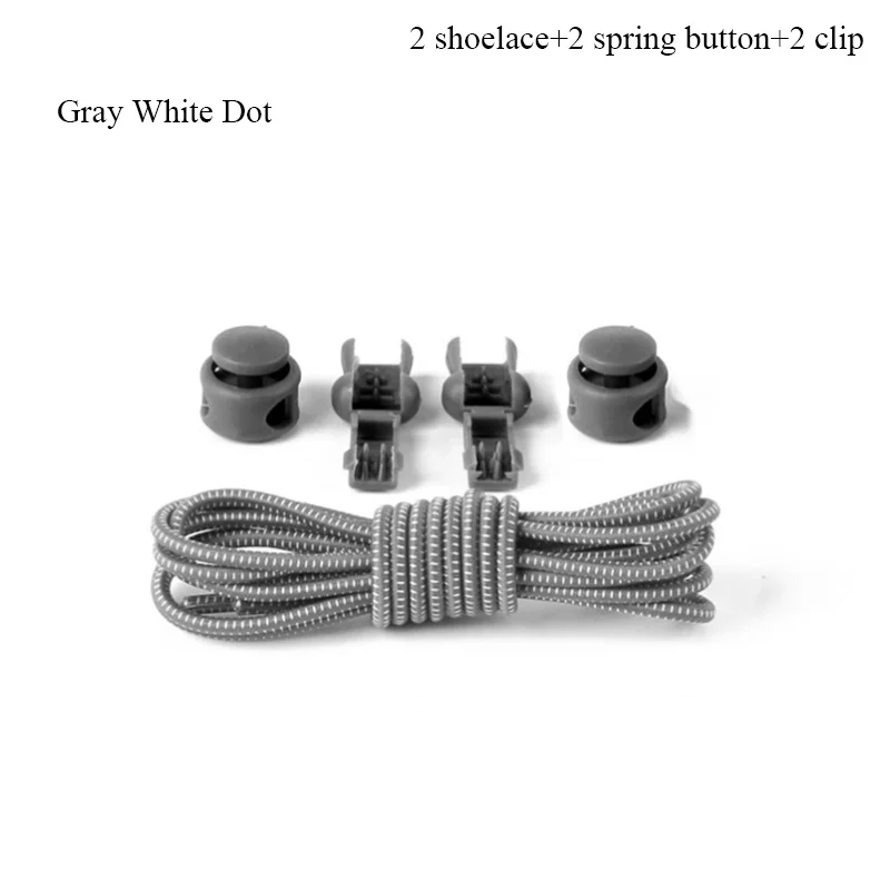 Gray White Dot Шнурки без завязок, растягивающиеся шнурки, фиксирующий башмак, эластичные шнурки для кроссовок, детские шнурки, шнурки для бега/триатлона - Цвет: Gray White Dot