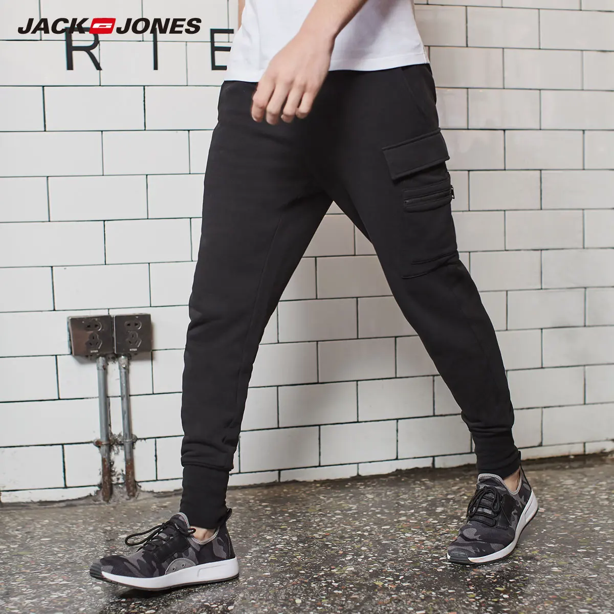 Jack Jones мужские хлопковые повседневные брюки бегунов Брюки уличные |