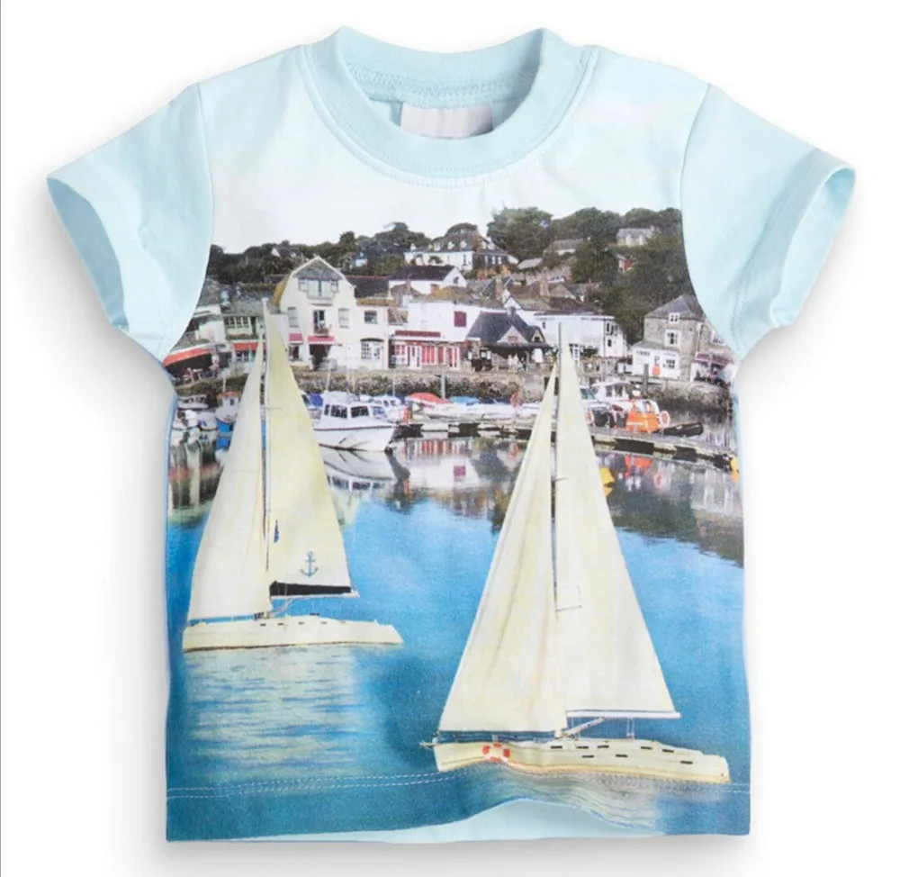 Летняя футболка для маленьких мальчиков хлопковые пляжные топы с короткими