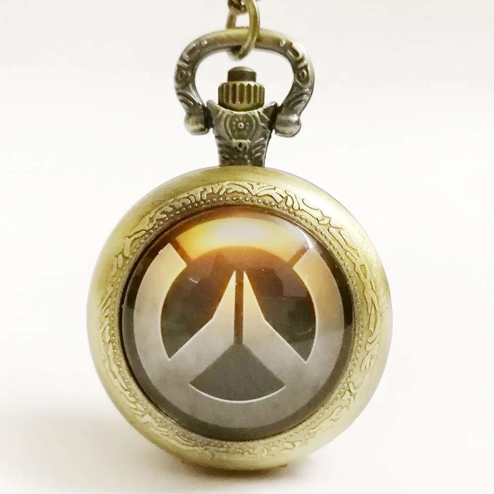 Новая мода Overwatch игра черный/серебристый/Бронзовый кварцевые карманные часы