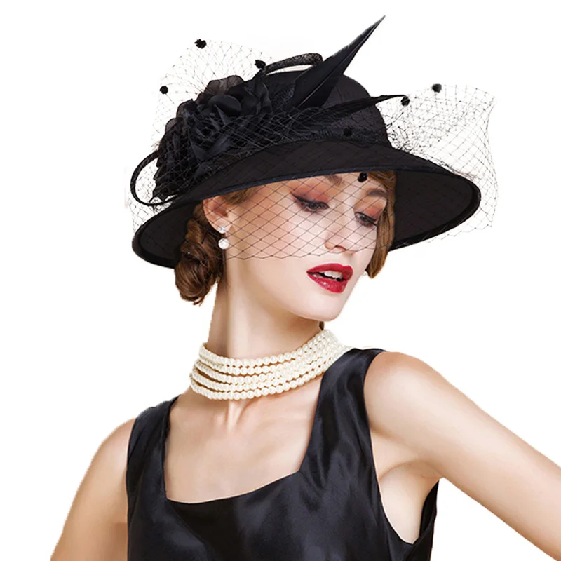 Женская шляпка с цветами FS белая бежевая широкими полями|church hats|hat with veilkentucky derby |