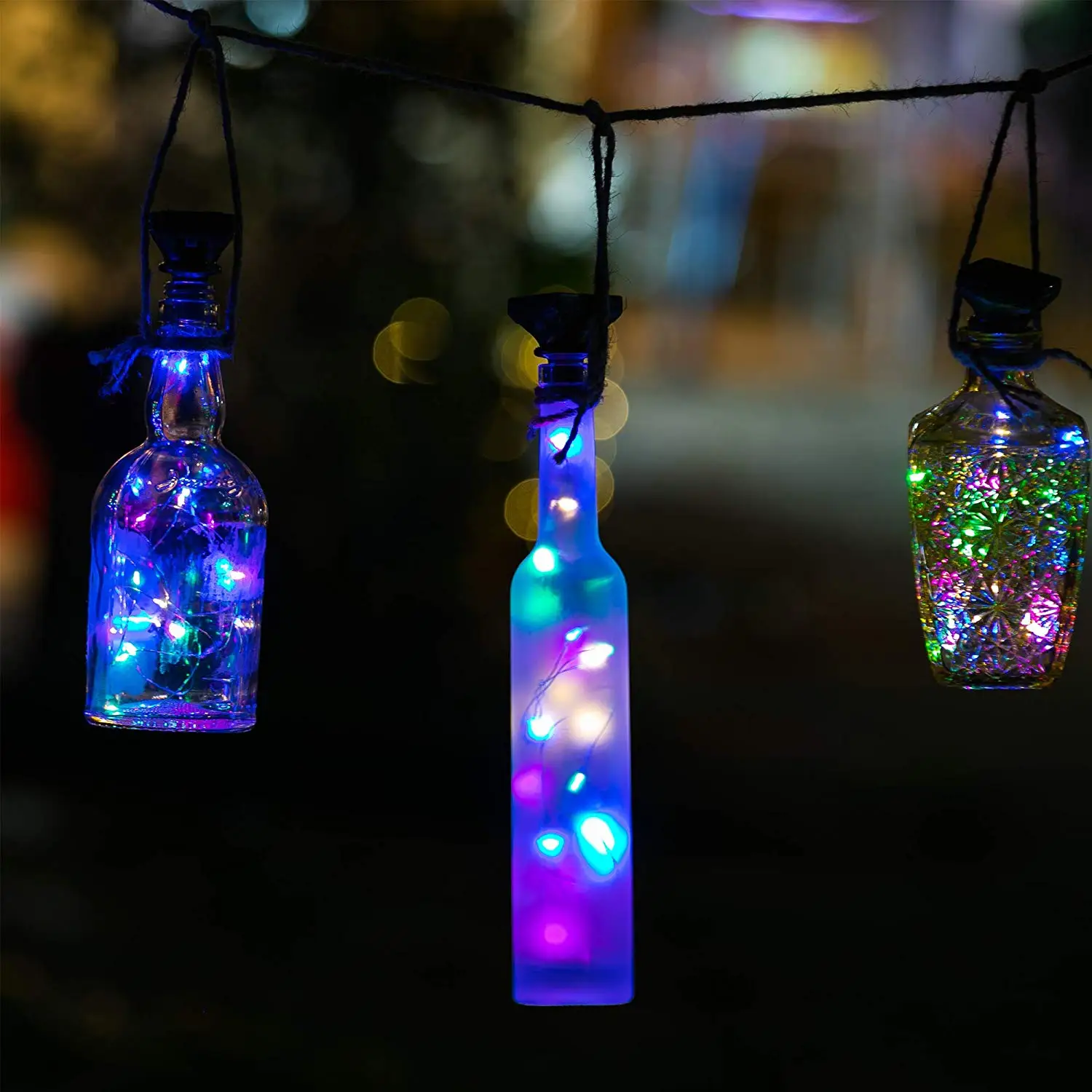 Solar Powered Wine Bottle Lights, 6/12 Pack 20 LED Waterproof Warm White Copper Cork Shaped Lights for Wedding Pathway Decor