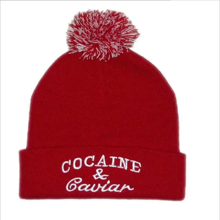 Новый стиль Cocain &amp Caviar Beanies с мячом хип-хоп кепка мужские теплые вязаные шапки для