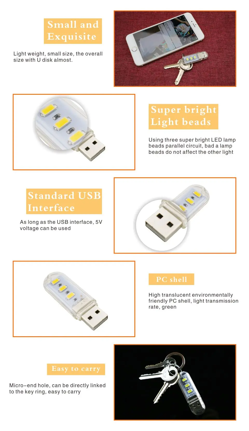 LATTUSO мини аварийная атмосфера USB светодиодный Ночной светильник 3 светодиода книжный светильник s 5 В для ПК ноутбука мобильного питания походная лампа