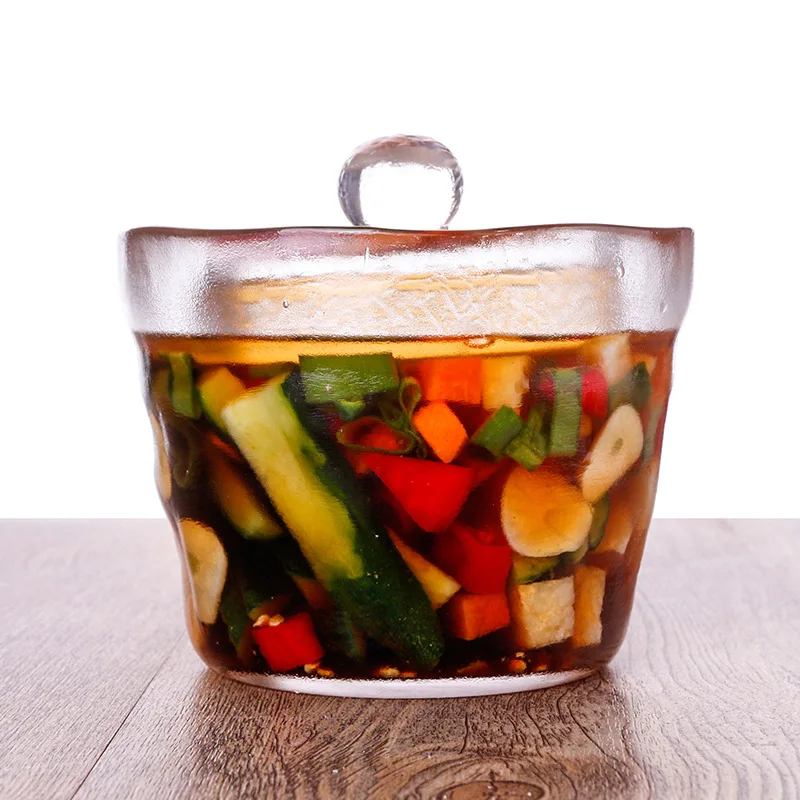 Креативная бутылка из матового стекла для маринования, утолщенная кристально чистая банка для маринования, японский стиль, герметичная крышка кувшина