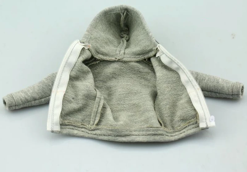 

1/6 Scale Hoodie Sweater with Front Zipper Black and White for 12'' Male Bodies