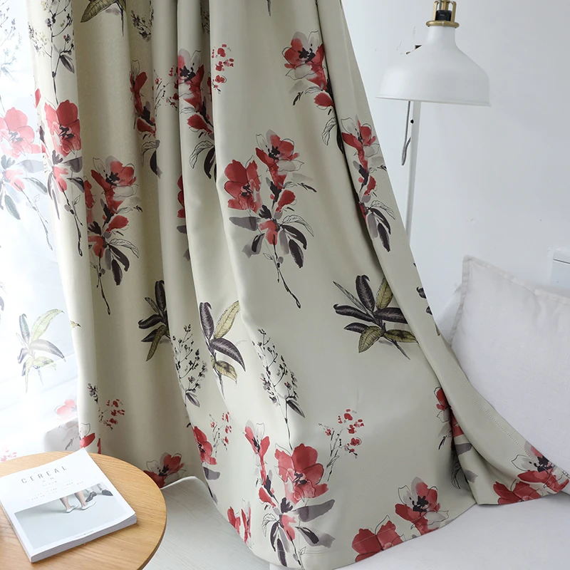 Red Curtains Фиолетовые затемненные занавески с цветочным рисунком для гостиной, спальни, современные оконные Короткие Занавески для кухни, Tende Gordijnen Rideaux Voilage - Цвет: Red Curtains