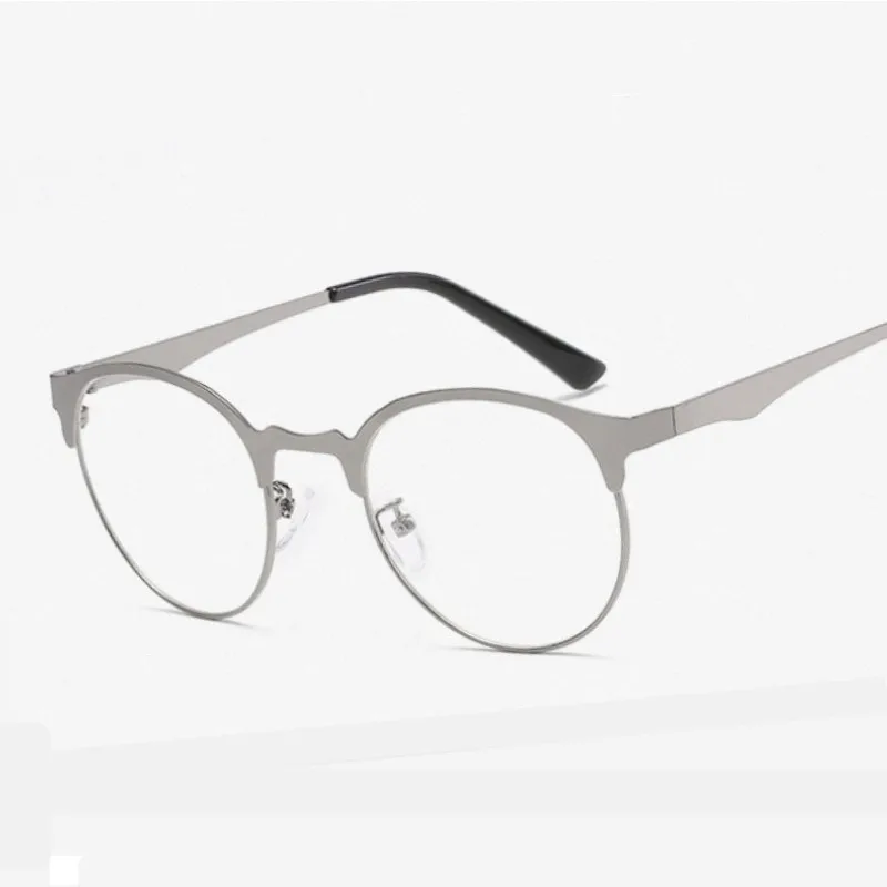 LIGHT GREY Брендовые оптические оправы для очков, женские очки для близорукости по рецепту, дизайнерские металлические оправы для очков, прозрачные линзы для женщин - Цвет оправы: LIGHT GREY