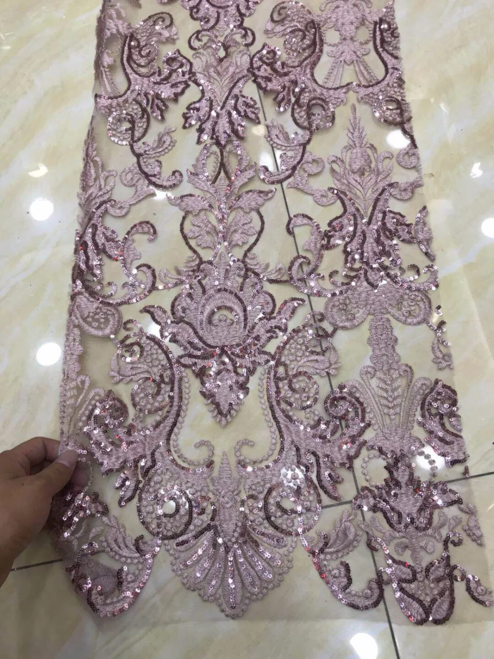 

nigerian tulle lace fabric ZH-6665 French Net Lace Fabric embroidery mesh fabric with sequins