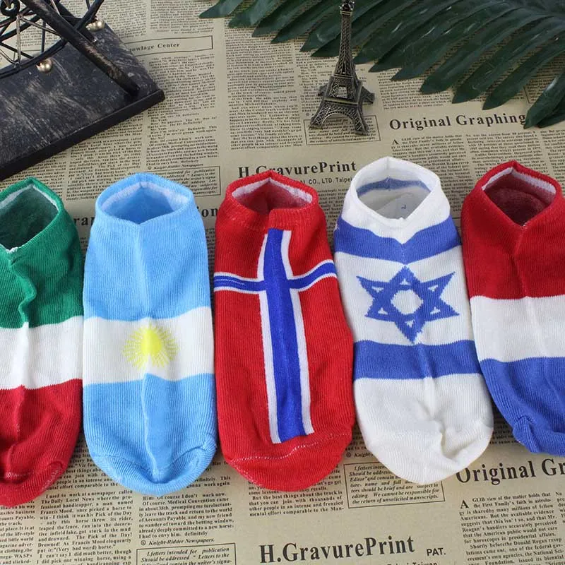 Носки [COSPLACOOL] мужские хлопковые с абстрактным рисунком 10 стран и государственным