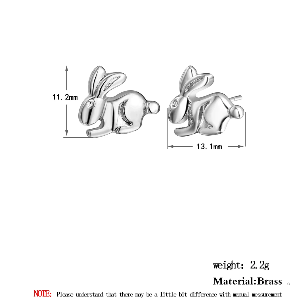 Женские серьги гвоздики с кроликом Kinitial милые животными из мультфильма золотого