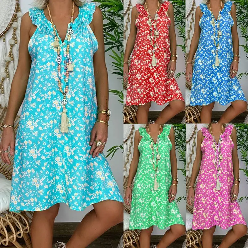 Женское платье с цветочным принтом размера плюс пляжный сарафан для отдыха без
