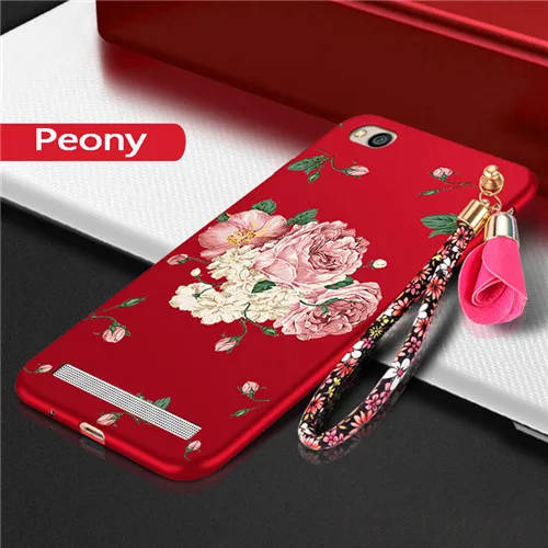 Peony Роскошный силиконовый чехол для xiaomi redmi 4a, защитный чехол для мобильного телефона xiaomi redmi 4a, мягкий чехол из ТПУ с объемными цветами - Цвет: Peony