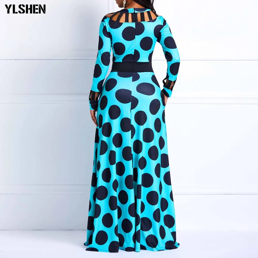 Женское винтажное пляжное платье в горошек с длинными рукавами и принтом туника