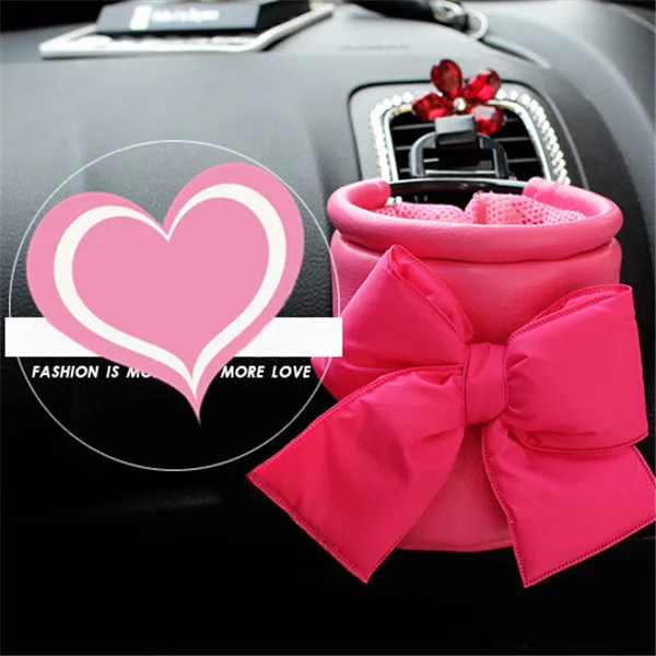 Bow Outlet Boxes Женские аксессуары для салона автомобиля розовый Roseo красный чехол для рулевого колеса подушка для шеи чехол для ремня безопасности набор ручного тормоза - Название цвета: Bow Outlet Boxes