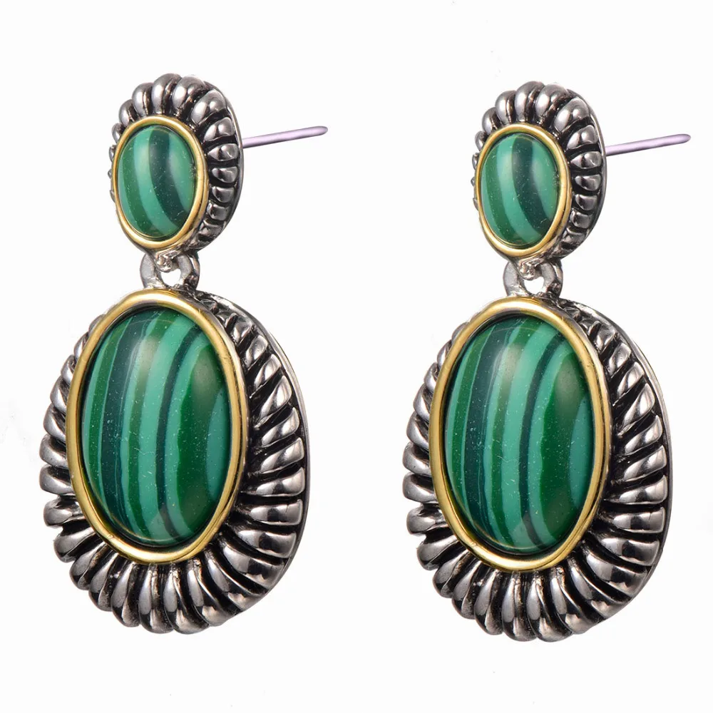

Malachite Women Earrings 925 Sterling Silver Earrings TE699