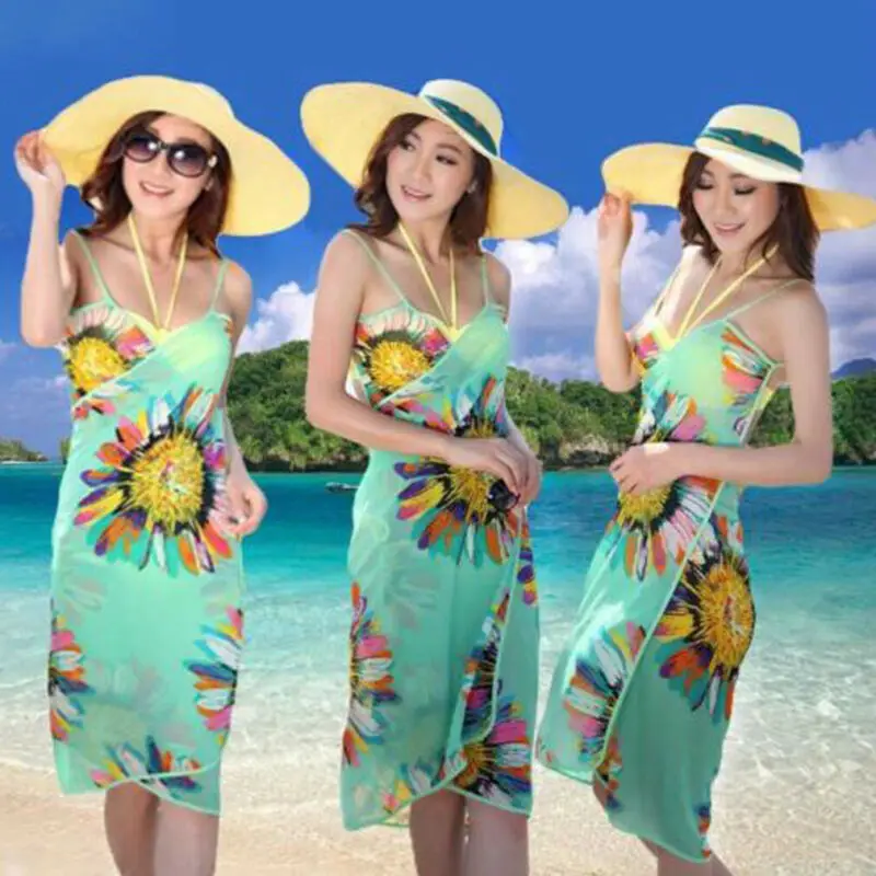 Женское летнее бикини купальный костюм Пляжное Платье Sarong Wrap Pareo UK| |