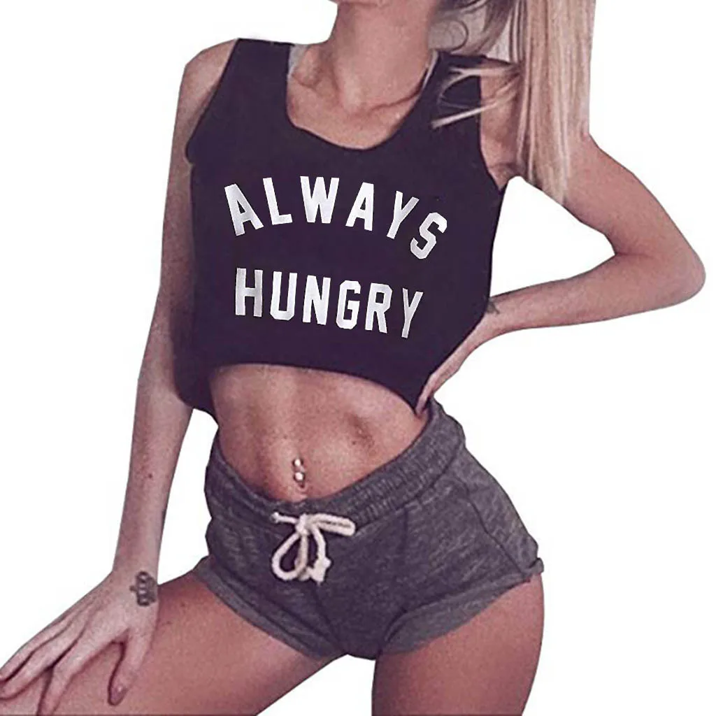 Кроп-топ женский с буквенным принтом пикантная майка уличная одежда без рукавов