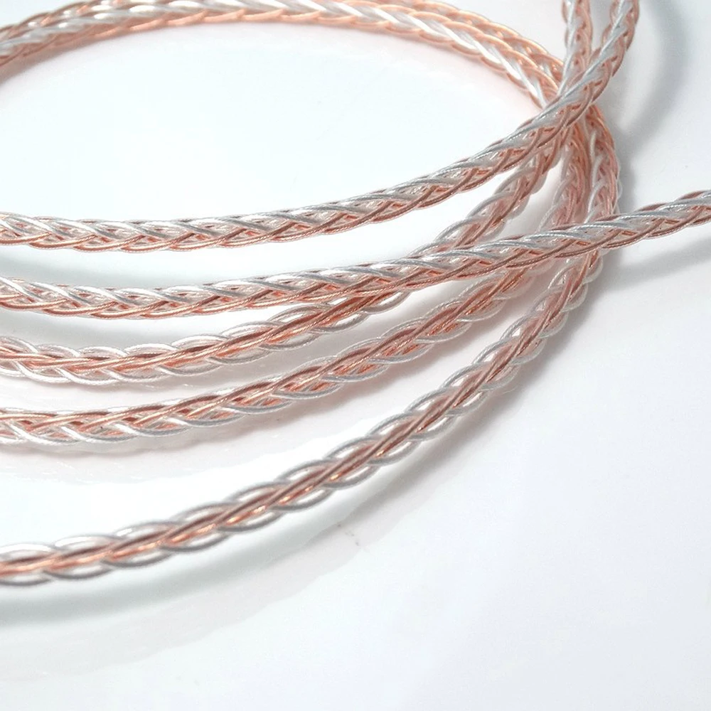 Один метр мм на 2 RCA штекер 8 ядер Litz braid PCOCC Гибридный посеребренный кабель Hi-Fi