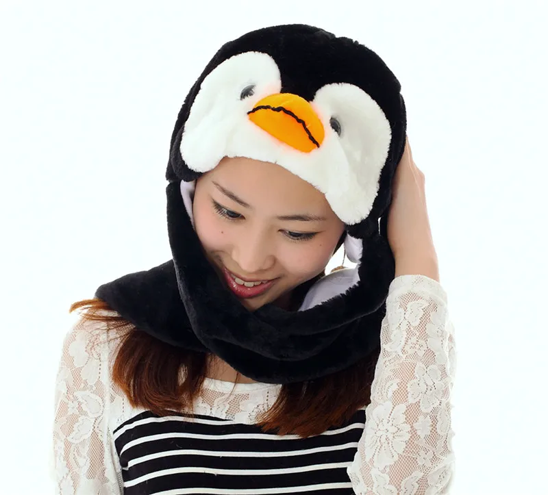 DOUBCHOW новая модная милая плюшевая шапка в виде черного пингвина с фотоэлементами