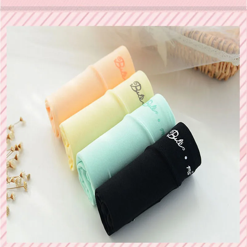 4pcs / 1set Solid Colors Cotton Underwear Women Panties Box Briefs New Sale Fashion Pretty for Waist |