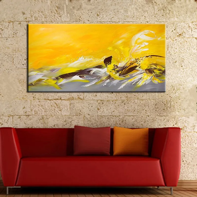 Расписанную Аннотация желтого золота масла Картины на холсте Home Decor Wall Книги по