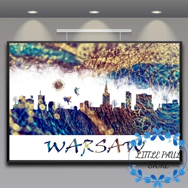 Художественный постер на холсте с изображением города Варшавы настенные картины