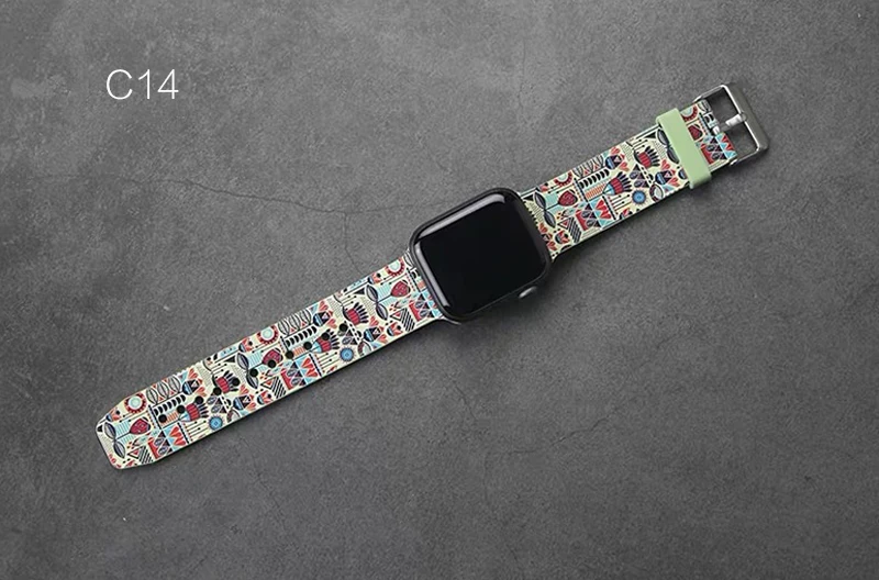 Граффити стиль силиконовый мягкий ремешок для Apple Watch 1 2 3 4 5 ремешок 38 мм 40 мм 42 мм 44 мм ремешок SmartWatch спортивный силиконовый наручный браслет