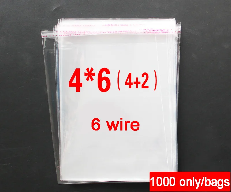

1000pcs,OPP bag,4x6 cm double wire 5 self-adhesive self-adhesive bag packaging bag transparent bag