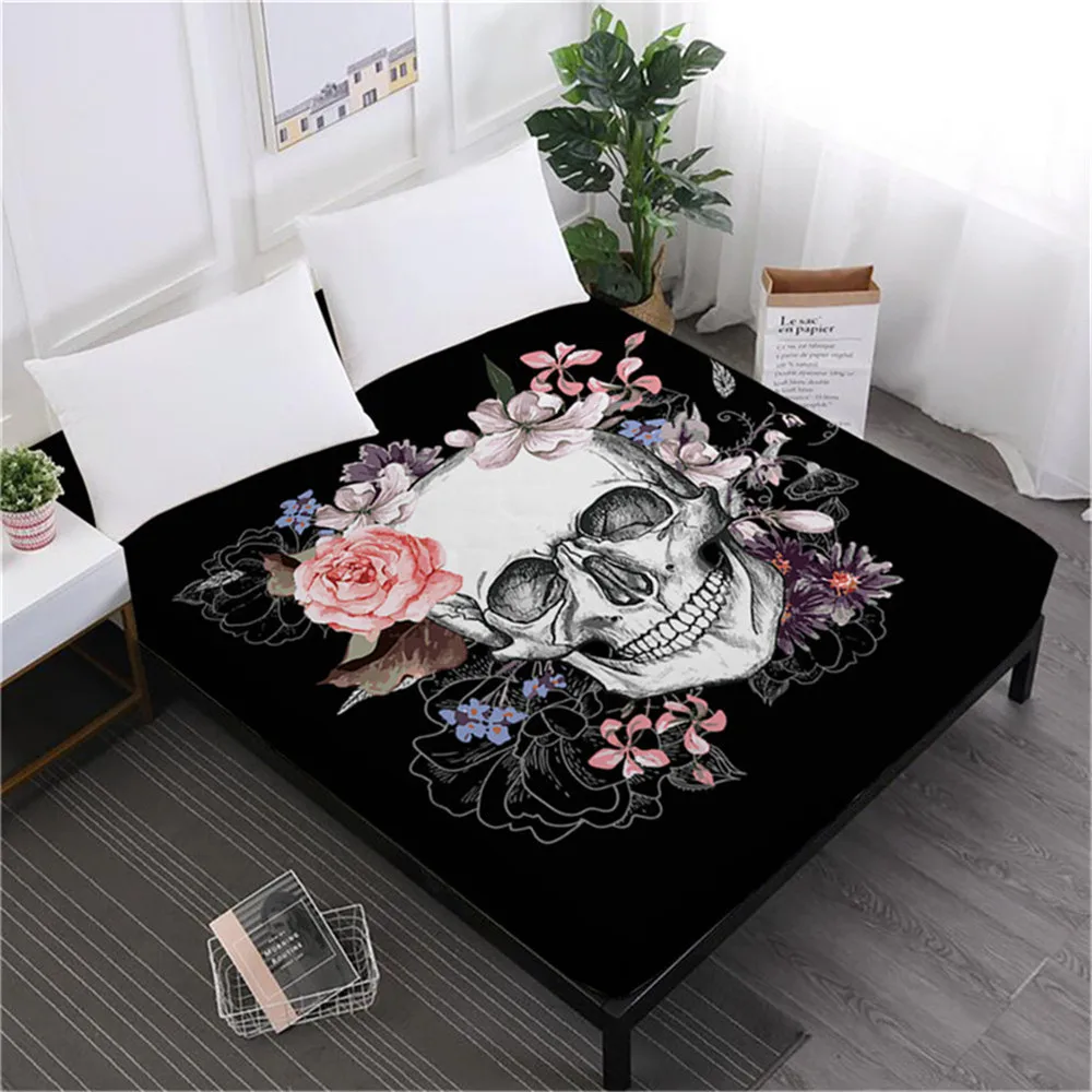 Boho Tribal Sugar Skull простыни с цветочным принтом простыни для Хэллоуина с принтом скелета постельное белье Мягкий чехол на матрас D30