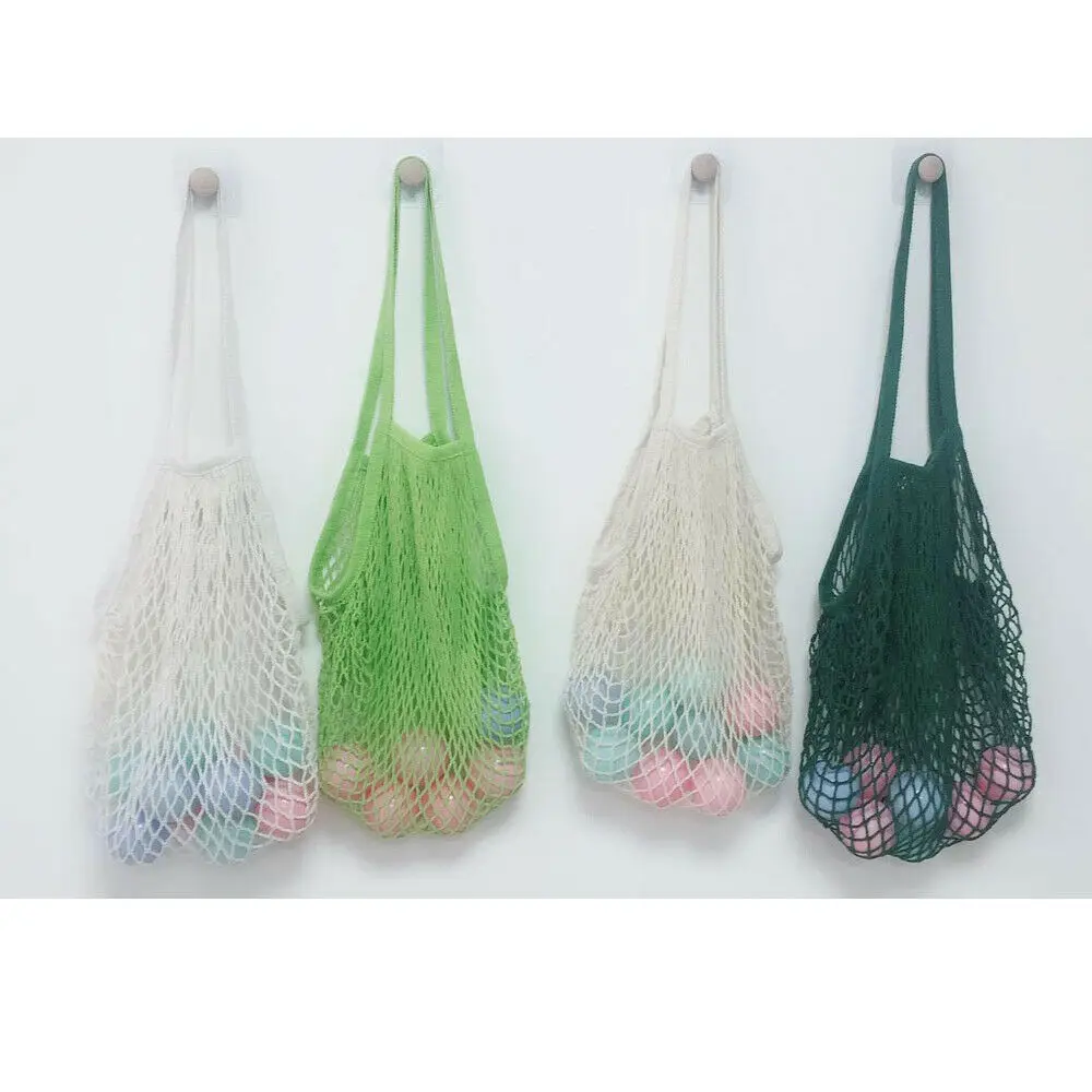 Mesh Organic Cotton String Shopping Bag Reusable Fruit Tote Supermarket Grocery Shopper Net Woven Bags | Дом и сад