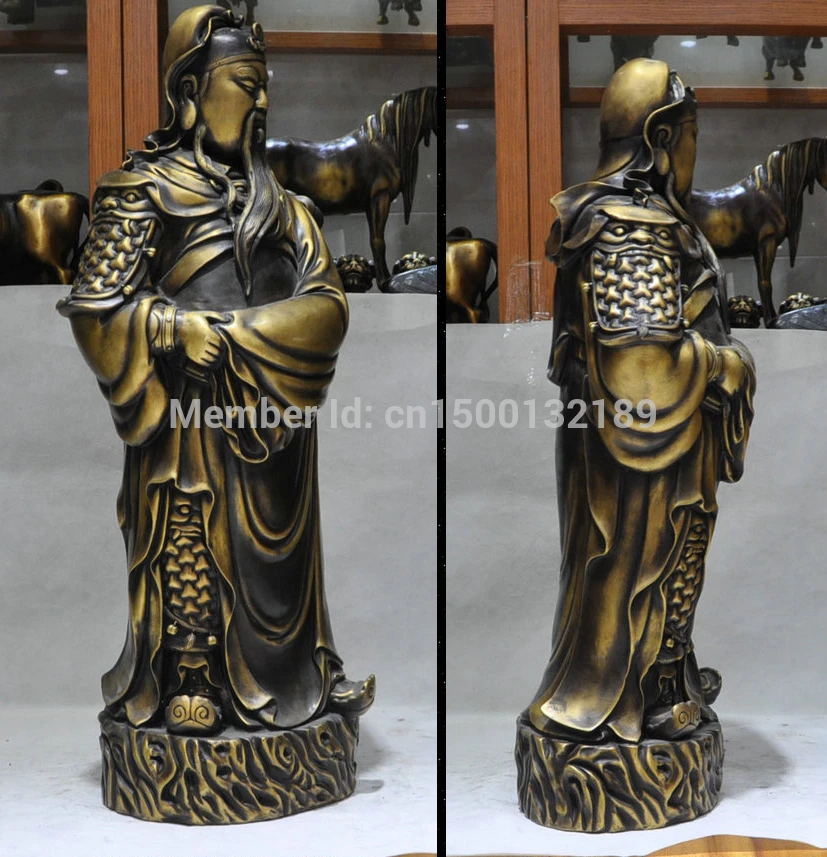 SCY 00122 32 'китайская фэншуй народная бронзовая стойка Guan Gong Yu воин Бог рыцарь