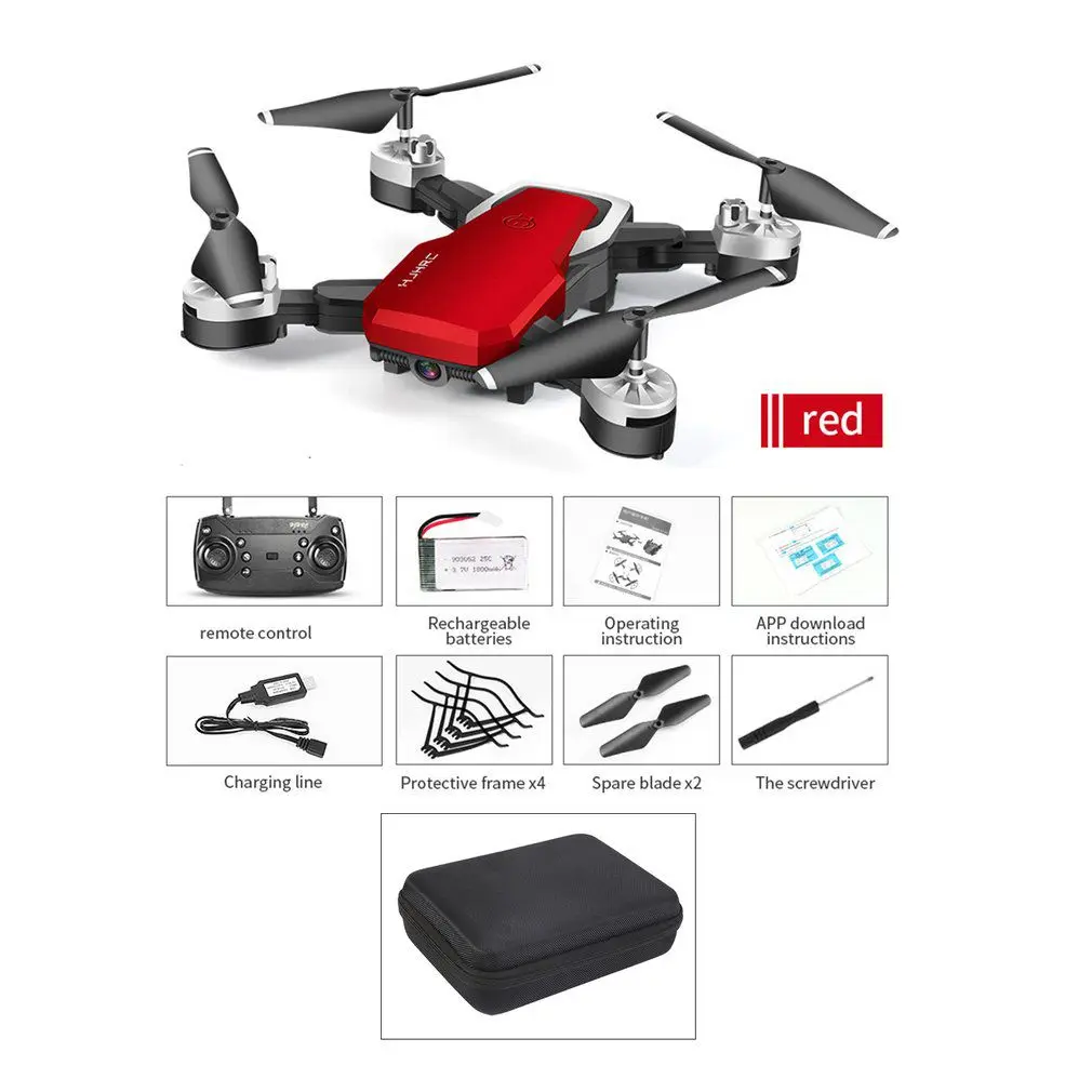 2MP Bag Red HJ28 складной Радиоуправляемый Дрон 4 канала Wifi 2MP/5MP FPV камера Дрон высота удержания жестов фото/видео Радиоуправляемый квадрокоптер модель вертолета - Цвет: 2MP Bag Red