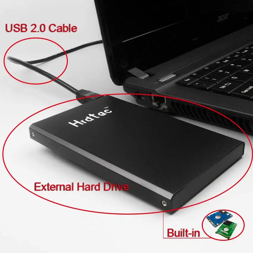 HRDTAC 2 5 &quotпортативный внешний жесткий диск USB 0 60 ГБ 80 120 160 Гб 250 320 500 HDD HD для