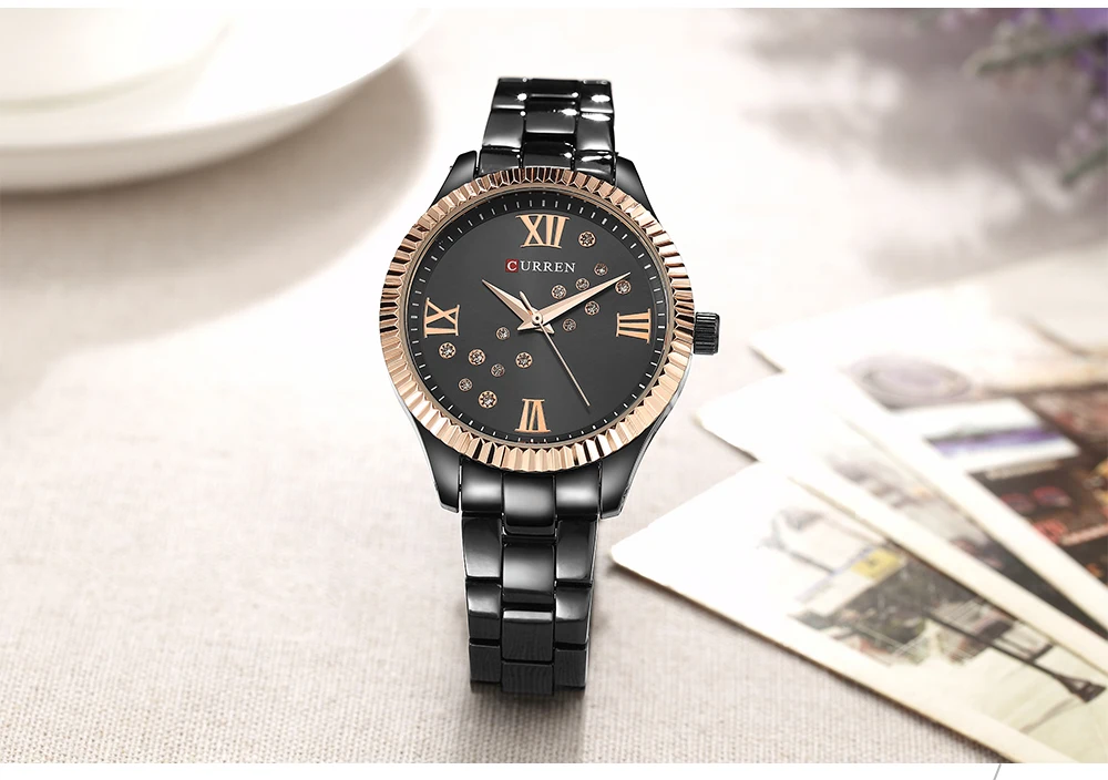 CURREN 9009 часы женские кварцевые часы Кристалл Дизайн наручные часы Relogio Feminino