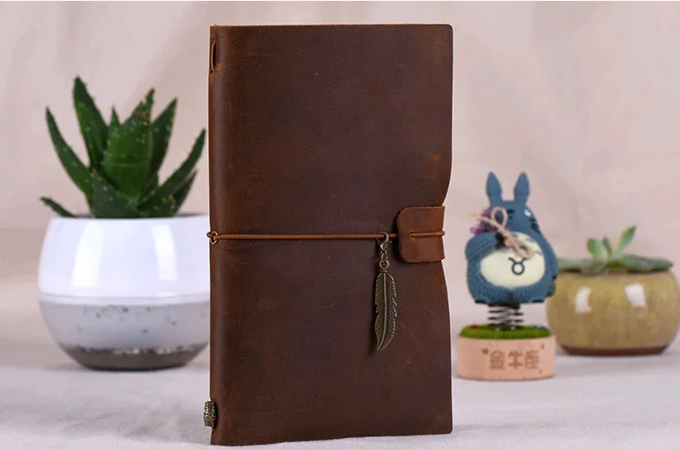 GenuineLeatheryellow Винтажная кожаная записная книжка ручной работы, перо пирата, сделай сам, детский дневник, записная книжка, канцелярские принадлежности, мягкая обложка для путешественника, записная книжка, дневник, подарок - Цвет: GenuineLeatheryellow