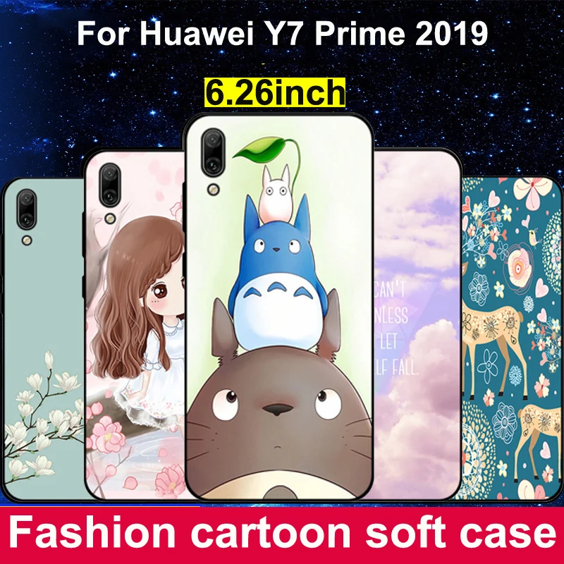 Чехол для Huawei Y7 Prime 2019 цветной мультяшный Мягкий силиконовый чехол телефона Y7Prime