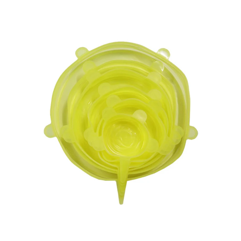 yellow 6 шт./партия силиконовая крышка для еды многоразовые Стретч вакуумное уплотнение обертывание кухня Организация горшок блюдо свежесть держать закрытые крышки - Цвет: yellow