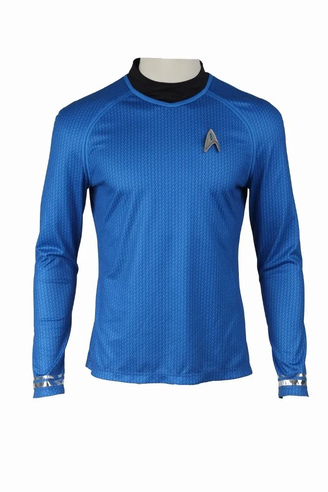 Trek Into Dark капитан Кирк рубашка Униформа желтая версия Trek Kirk Commander рубашка с длинными рукавами для взрослых мужчин желтый синий красный - Цвет: Синий