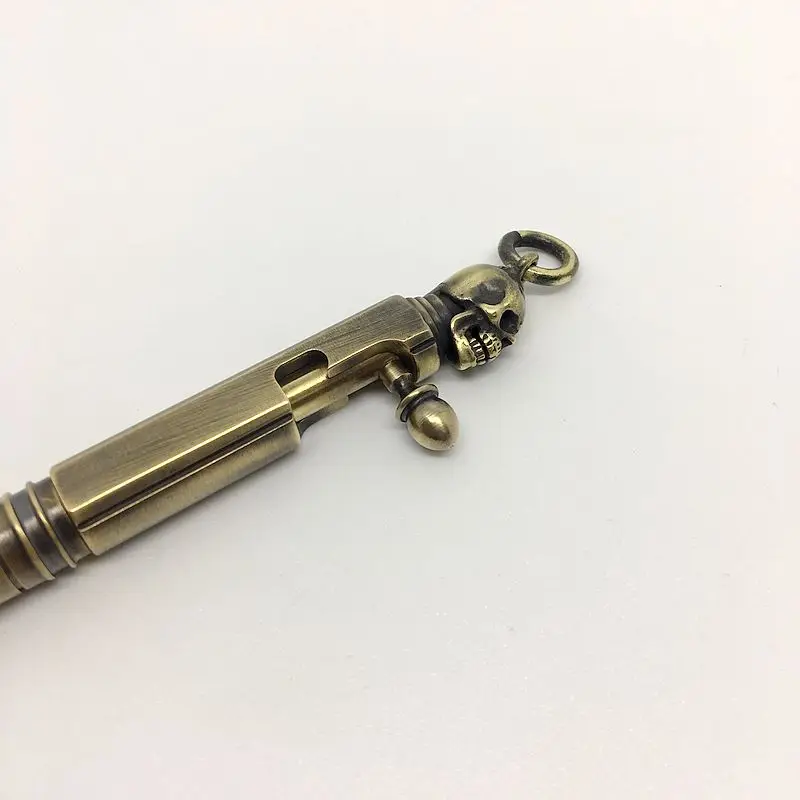 EDC Мини ручка для ключей латунный череп портативная карманная креативный Ретро