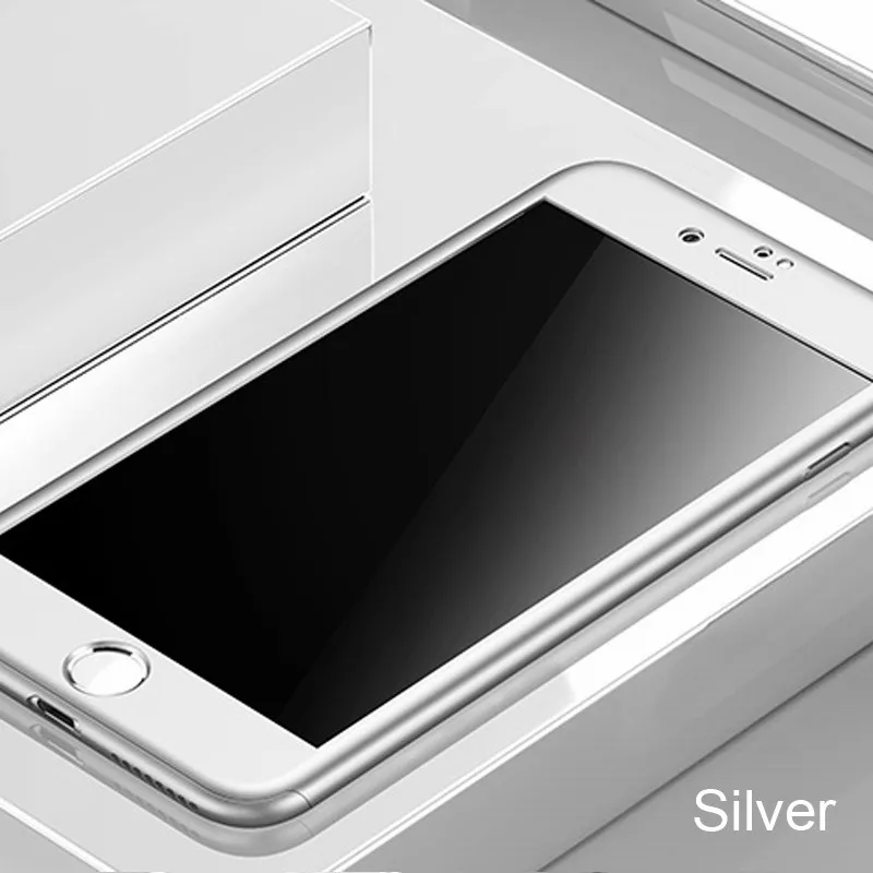360 Полный Чехол Для Телефона iPhone X 8 6 6s 7 Plus 5 5S SE PC защитный чехол для iPhone 7 8 Plus 11 Pro Max чехол со стеклом - Цвет: Silver