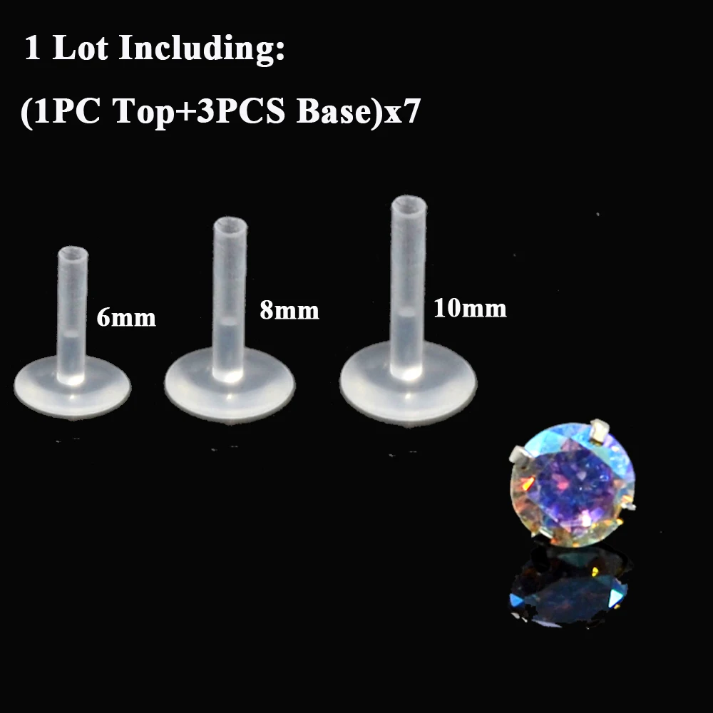 BOG-7PCS AB& Clear& Opal Zircon biopast PTFE губная серьга бар кольцо Монро Серьги для губ Cartiliage пирсинг для козелка ушной раковины кольцо для пирсинга