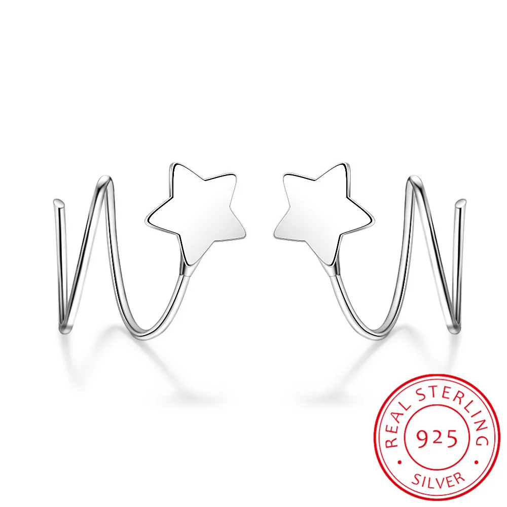 

(so Small /tinny Earrings) 100% Real. 925 silver needle Fine Jewelry Twisted Star Ear Stud Earrings Gtle1678