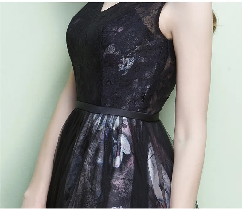 Вечернее платье 2017 кружевное длинное с цветочным принтом Princessally V образный вырез