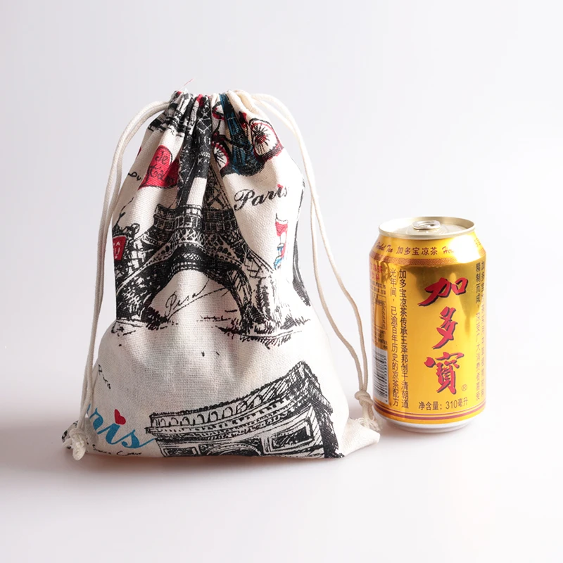 

10pcs 19x24cm (7.48"x9.44")Cotton Drawstring Bag black Tower Love Bags Jewelry Packaging Bags Wedding Christmas Gift Pouches Bag