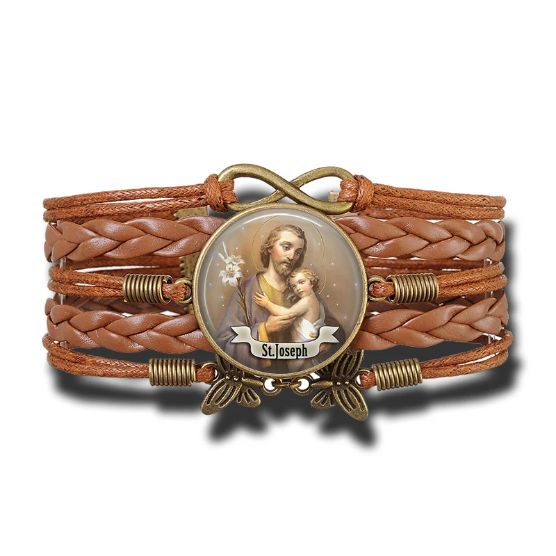 St Joseph винтажные религиозные стеклянные купольные украшения Многослойный