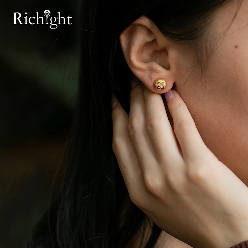 Женские винтажные серьги пусеты круглые из серебра S925 пробы с цирконием|Серьги| |